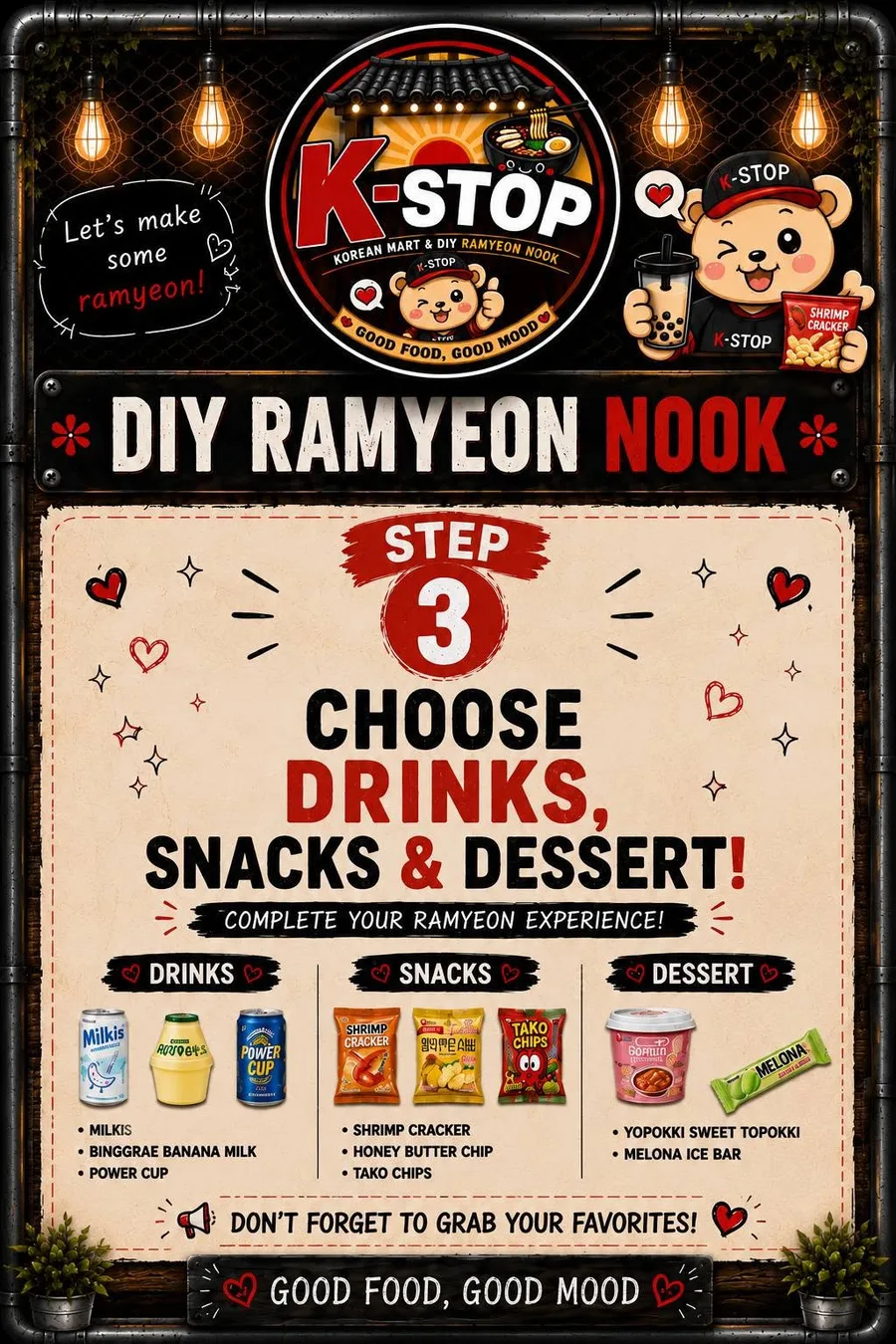 Step 3 — Add drinks, snacks and dessert